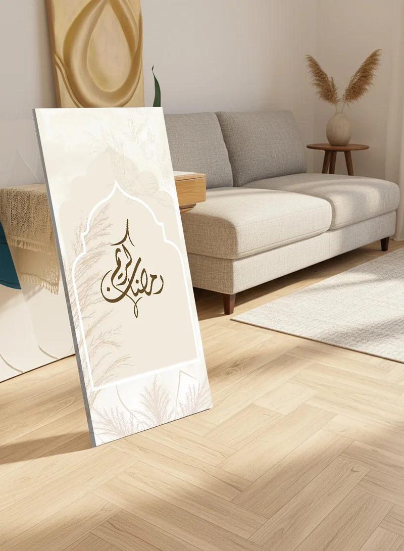 LOWHA Canvas Wall Art on Wooden Frame with Back Stand Featuring Ramadan Kareem Design